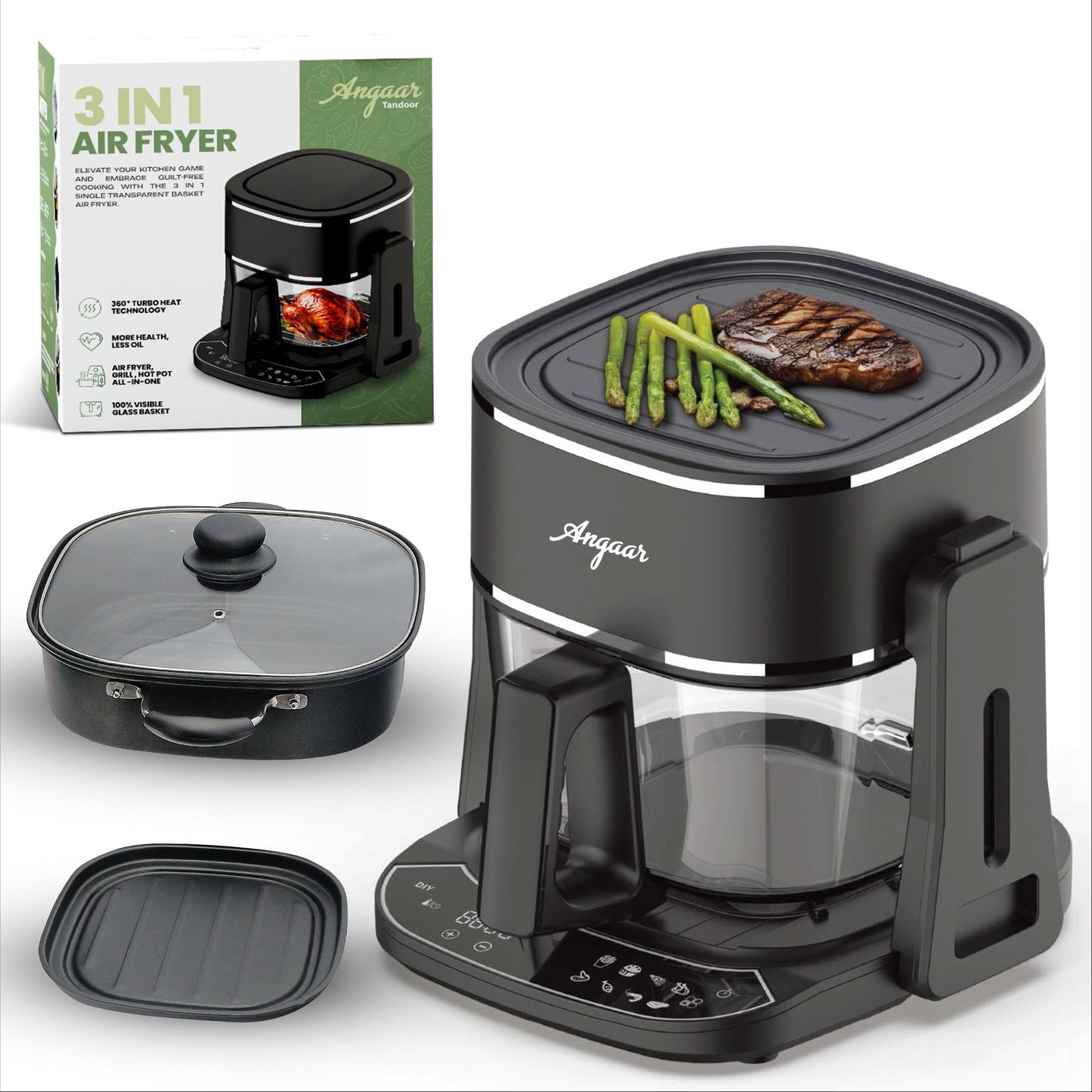 Angaar 3-in-1 Air Fryer Grill Hotpot