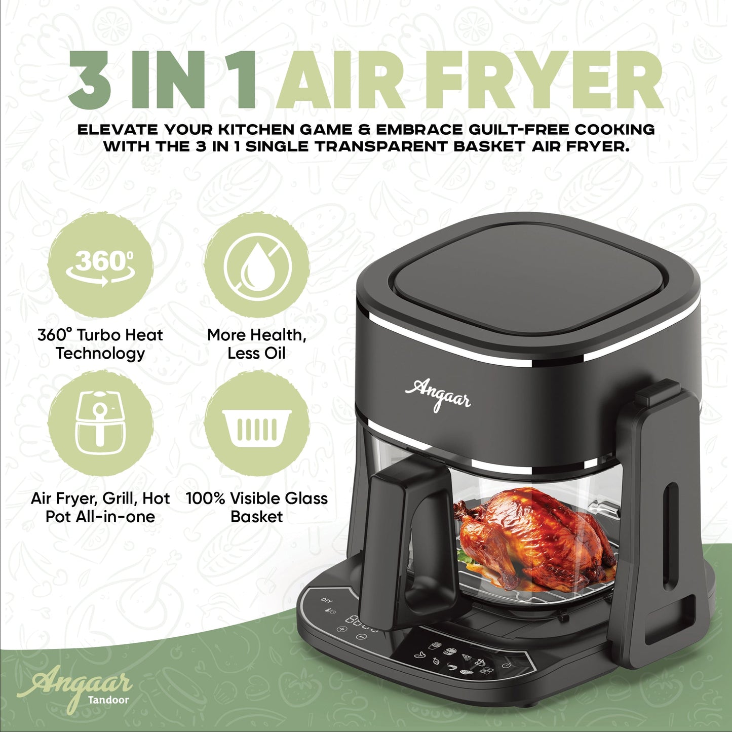 Angaar 3-in-1 Air Fryer Grill Hotpot