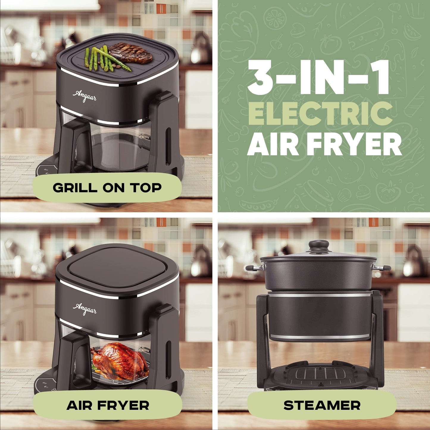 Angaar 3-in-1 Air Fryer Grill Hotpot